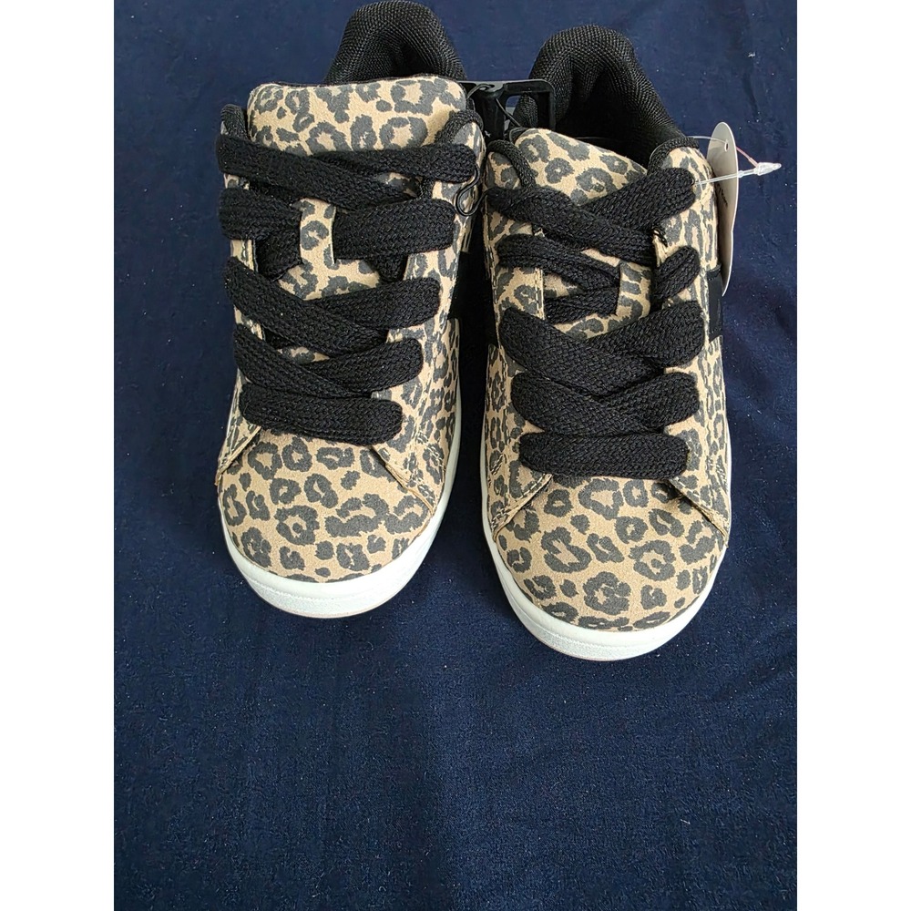 Wonder Nation Kids Leopard Print Sneakers Toddler Size 2 Black Laces